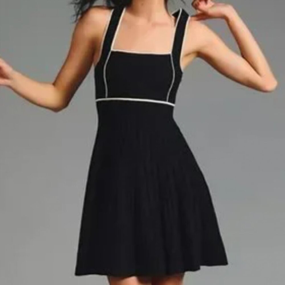 Anthropologie Square-Neck Pleated Dress
